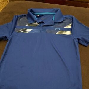 Under Armour Royal Blue Polo with White Stripes youth m medium